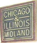 CHICAGO & ILLINOIS MIDLAND RAILROAD LOGO METAL HAT PIN